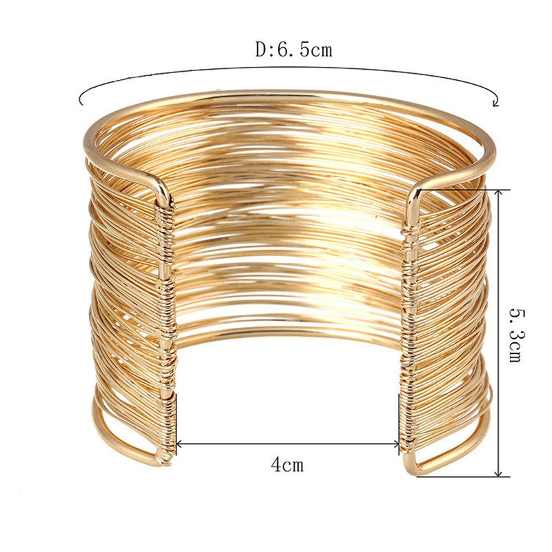 Gold Plated Party Statement Mesh Design Silver Free Size Korean Cuff Bracelet for Women and Girls