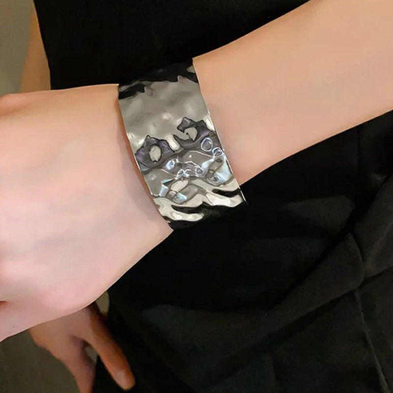 Silver-Plated Bangle-Style Cuff Bracelet for Women and Girls