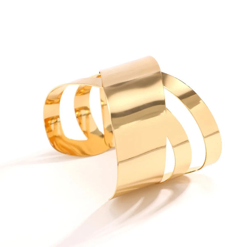 Gold-Plated Bangle-Style Cuff Bracelet for Women and Girls (No Return Clearance Sale)