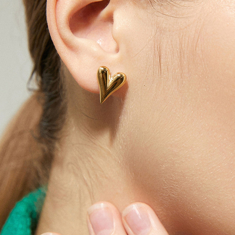 Gold Plated anti Tarnish Heart Themed Earrings