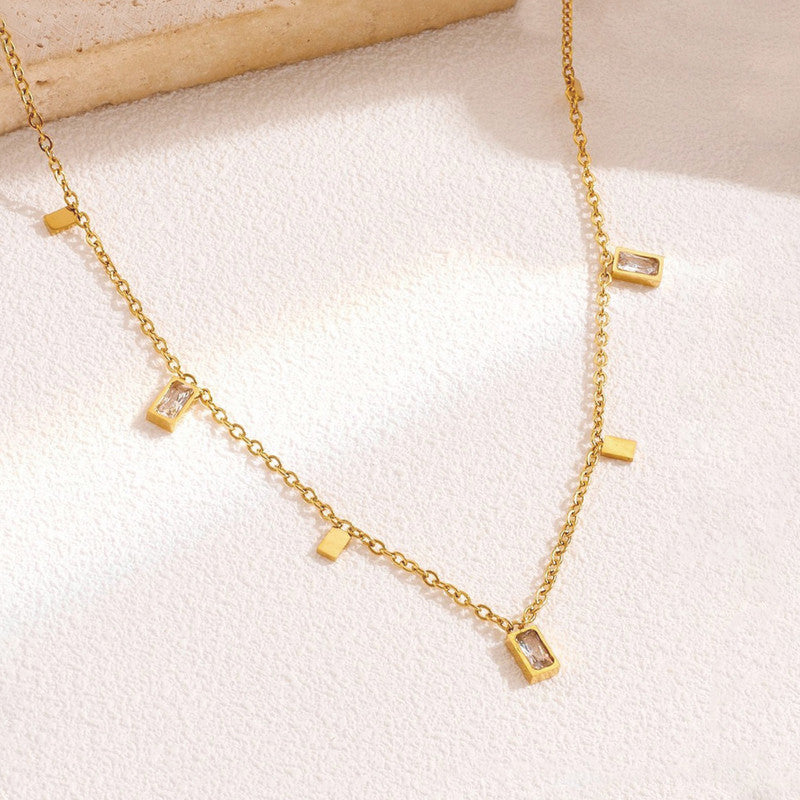 Gold Plated Stainless Steel anti Tarnish Gold-Toned Geometric Necklace for Women