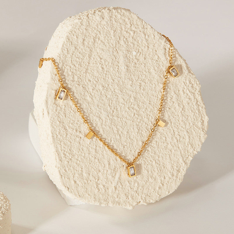 Gold Plated Stainless Steel anti Tarnish Gold-Toned Geometric Necklace for Women