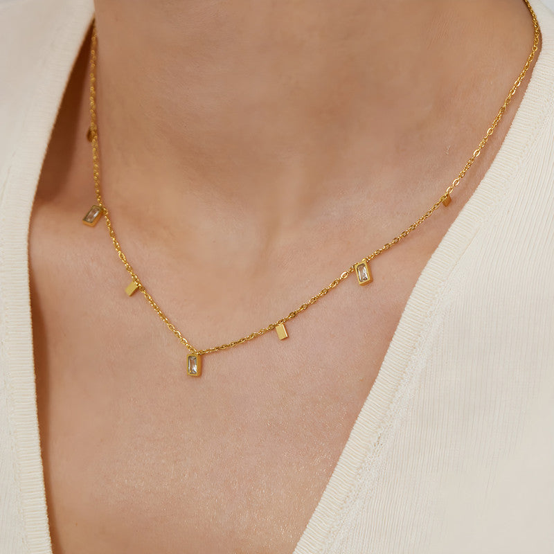 Gold Plated Stainless Steel anti Tarnish Gold-Toned Geometric Necklace for Women