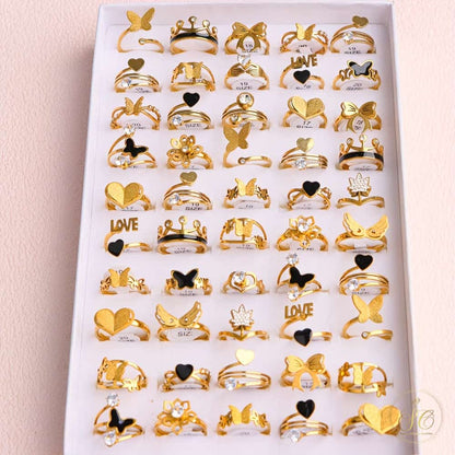 Luxury 10Pairs Fashion Butterfly Heartshaped Stainless Steel Rings - SeoulChic.store