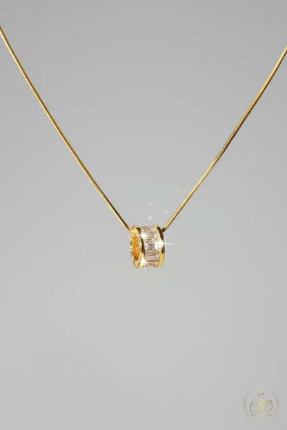 Elegant 18K Goldplated Cubic Zirconia Lucky Ring Pendant Necklace - SeoulChic.store
