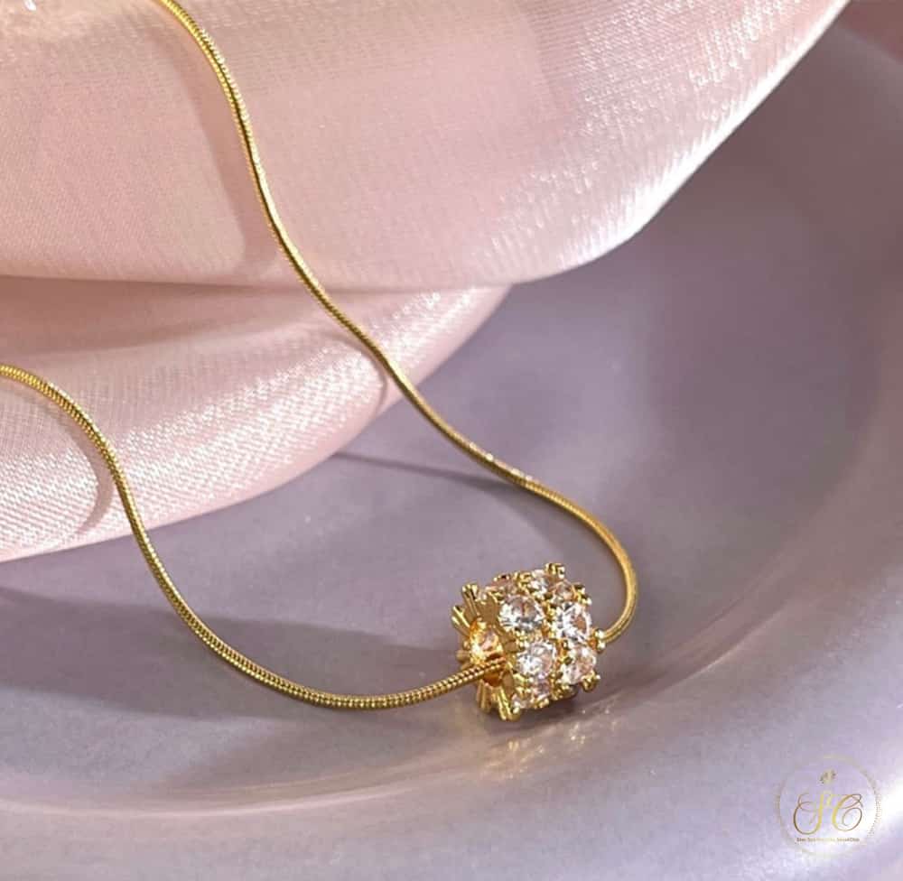 Timeless 18K Goldplated Zirconia Mini Lucky Wheel Pendant Necklace - SeoulChic.store