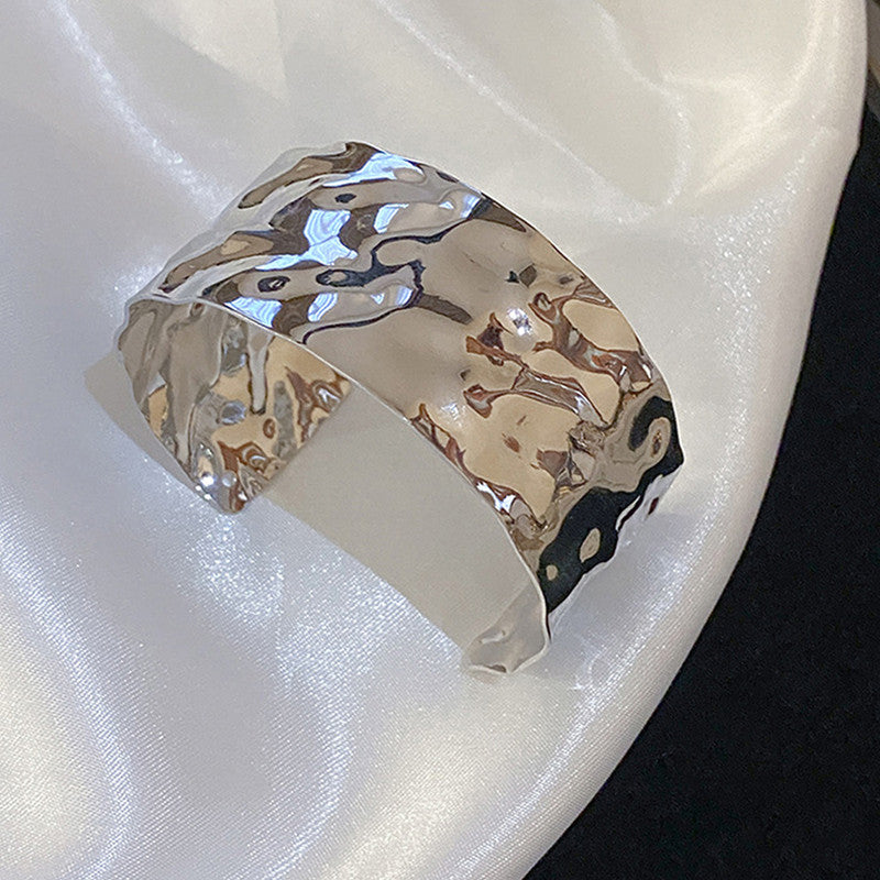 Silver-Plated Bangle-Style Cuff Bracelet for Women and Girls