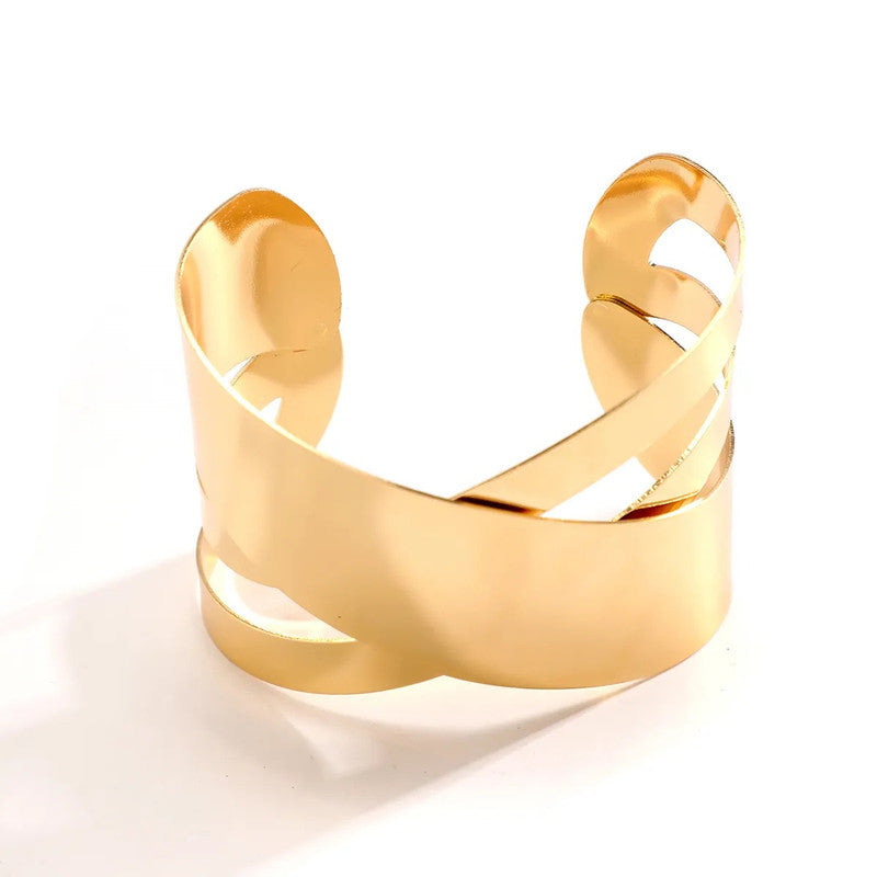 Gold-Plated Bangle-Style Cuff Bracelet for Women and Girls (No Return Clearance Sale)