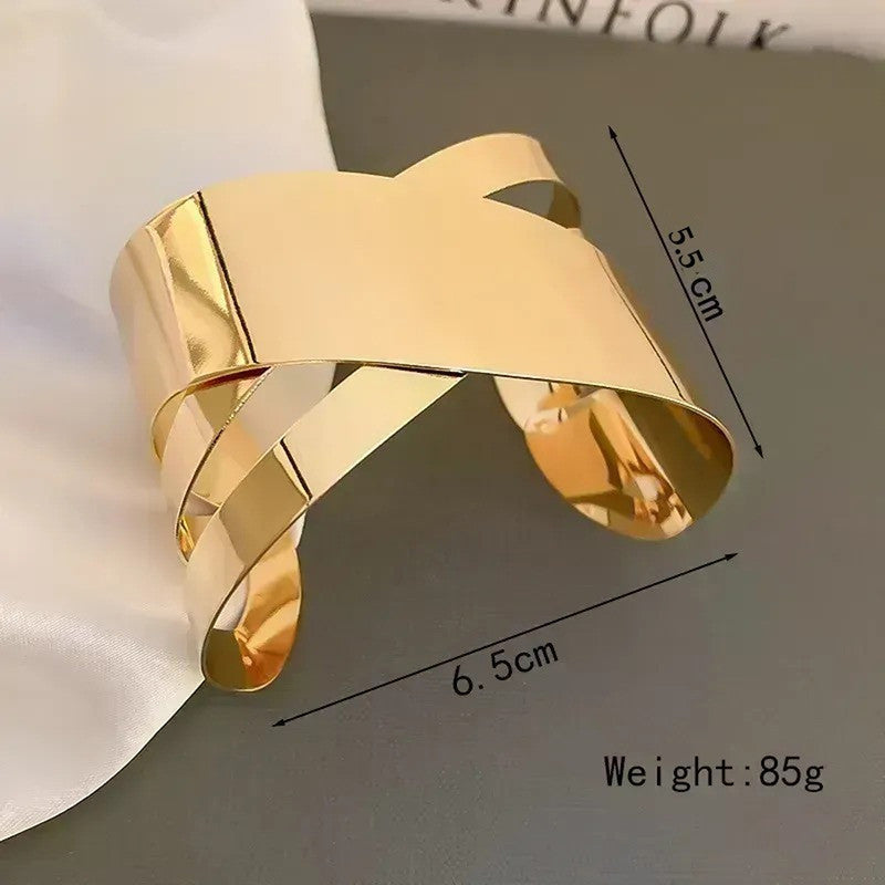 Gold-Plated Bangle-Style Cuff Bracelet for Women and Girls (No Return Clearance Sale)