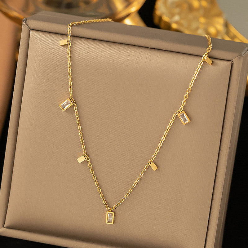 Gold Plated Stainless Steel anti Tarnish Gold-Toned Geometric Necklace for Women