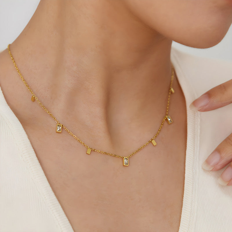 Gold Plated Stainless Steel anti Tarnish Gold-Toned Geometric Necklace for Women