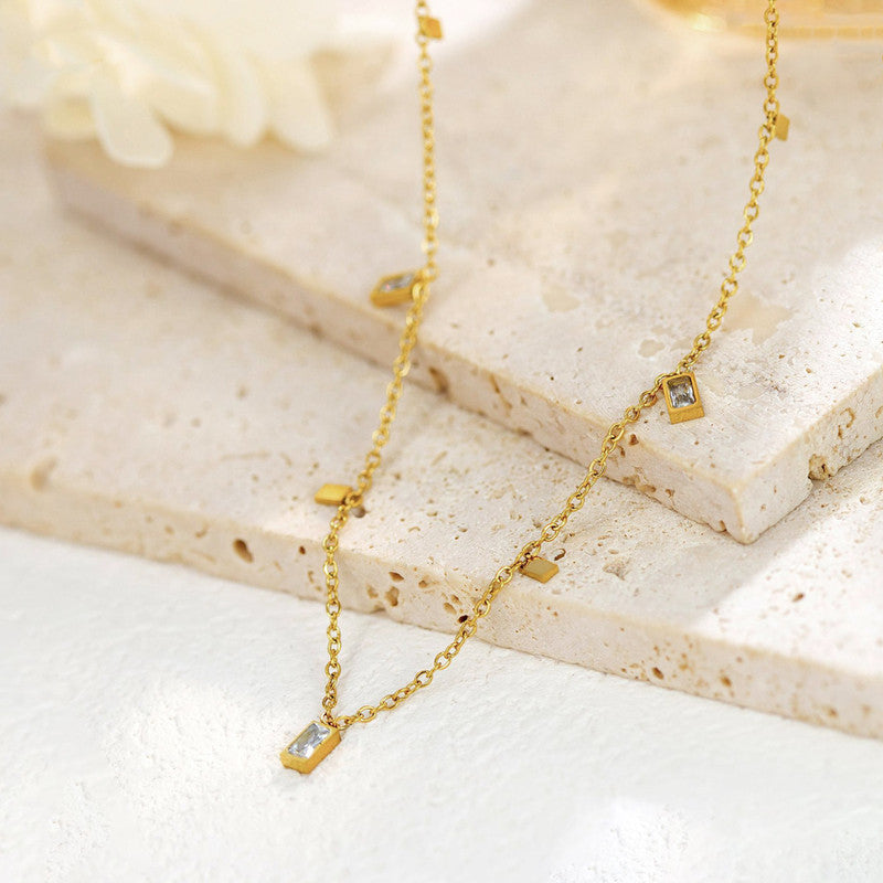 Gold Plated Stainless Steel anti Tarnish Gold-Toned Geometric Necklace for Women