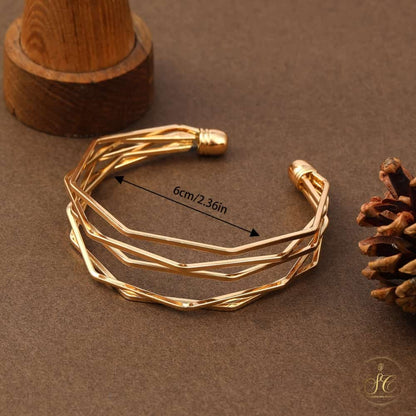 Timeless A Polygon Shaped Gold Bangle - SeoulChic.store