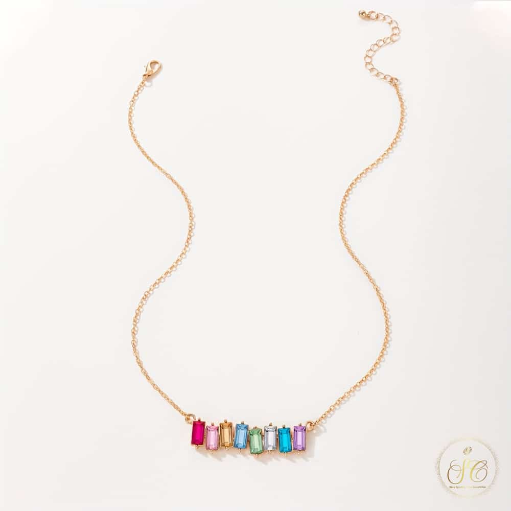 Signature Bohemian Style Geometric Colorful Square Necklace - SeoulChic.store