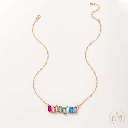 Signature Bohemian Style Geometric Colorful Square Necklace - SeoulChic.store