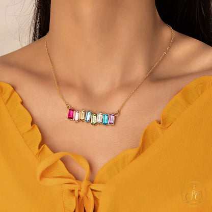 Signature Bohemian Style Geometric Colorful Square Necklace - SeoulChic.store