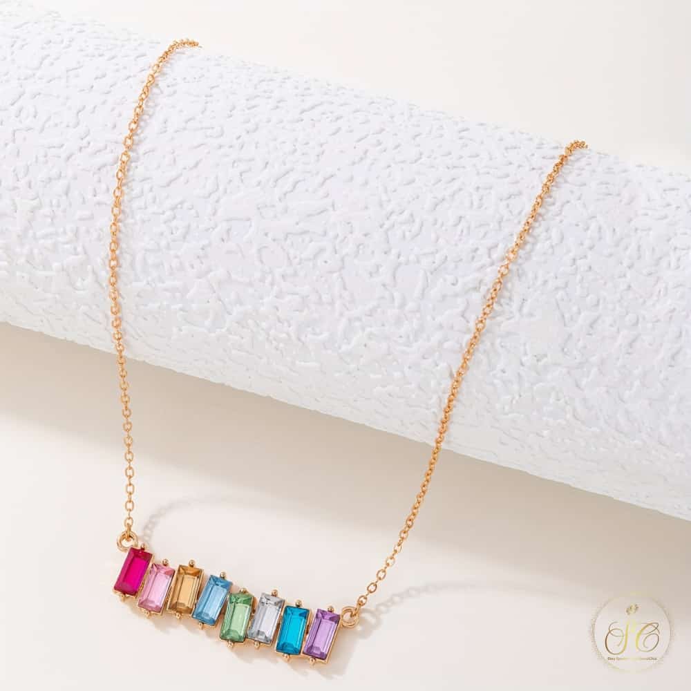 Signature Bohemian Style Geometric Colorful Square Necklace - SeoulChic.store
