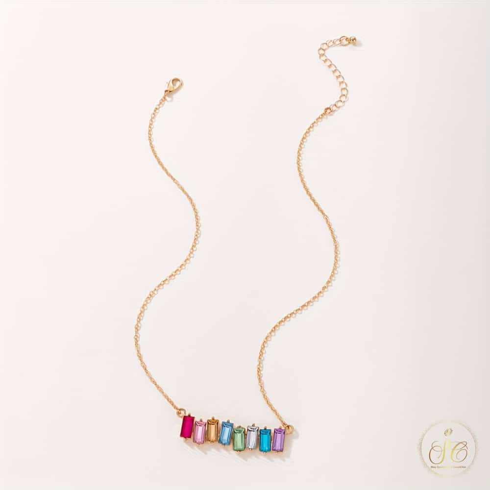 Signature Bohemian Style Geometric Colorful Square Necklace - SeoulChic.store