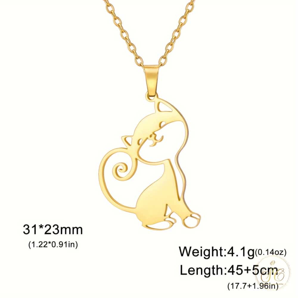 Refined Boho Style Stainless Steel Cat Necklace - SeoulChic.store