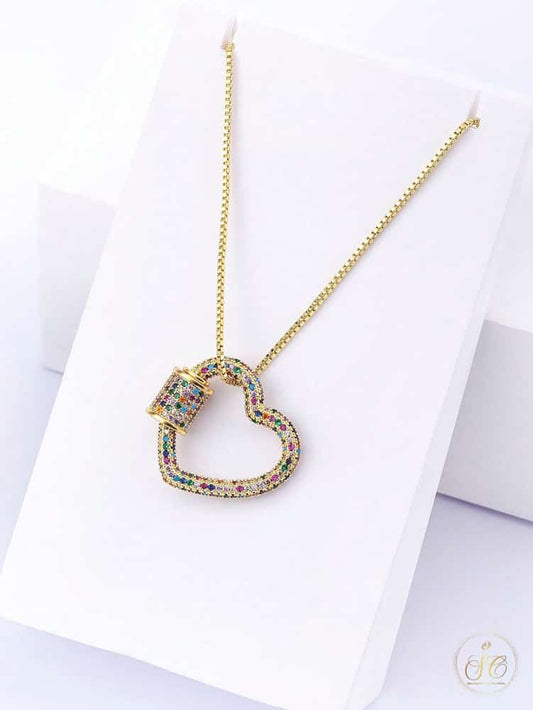 Elegant Colorful Cubic Zirconia Pendant Necklace - SeoulChic.store
