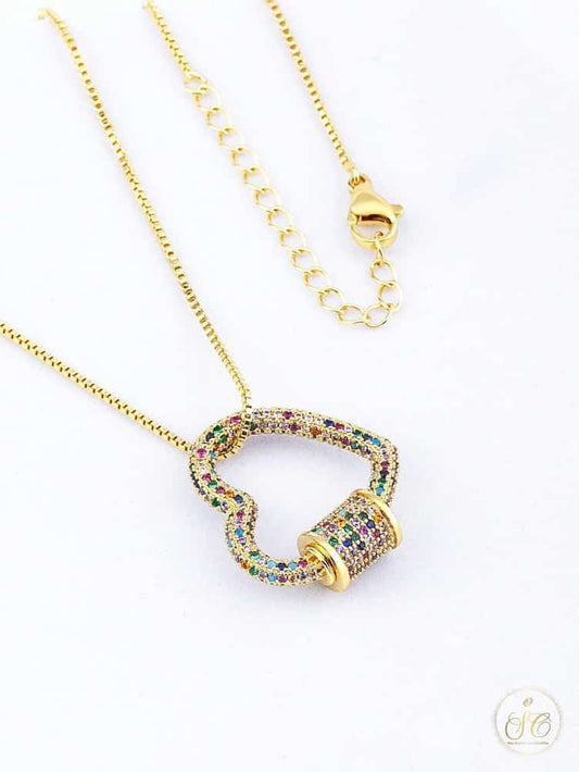 Elegant Colorful Cubic Zirconia Pendant Necklace - SeoulChic.store