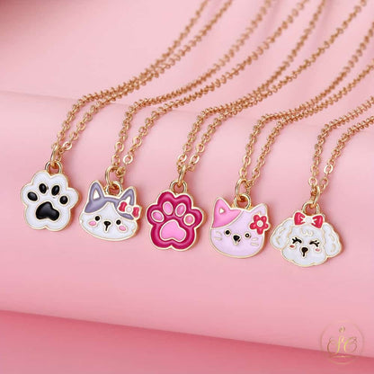 Timeless Colorful Cute Kitten Puppy And Cat Paw Shaped Pendant Necklace - SeoulChic.store