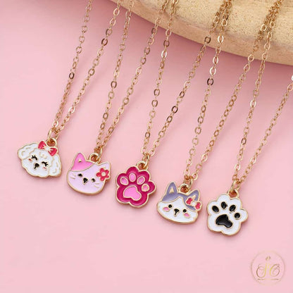 Timeless Colorful Cute Kitten Puppy And Cat Paw Shaped Pendant Necklace - SeoulChic.store