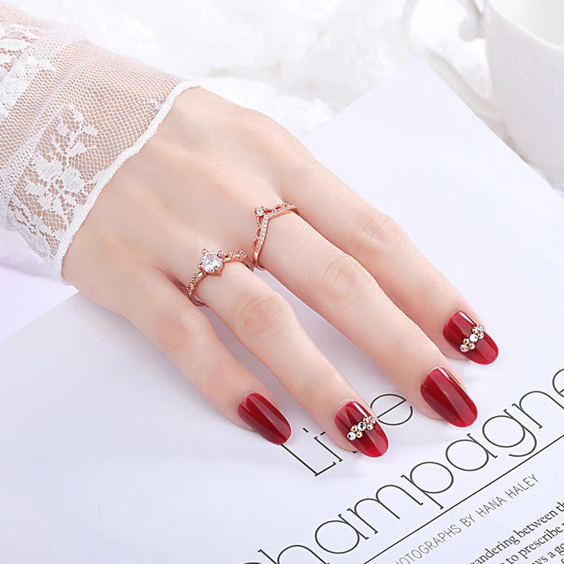 Rose Gold Plated American Diamond Studded Crown Shape Contemporary Korean Finger Ring