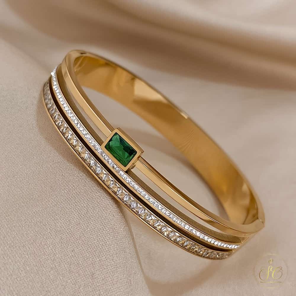 Signature Elegant Green Stainless Steel Double Row Bracelet - SeoulChic.store