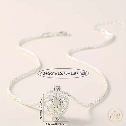 Chic Elegant Heart Shaped Luminous Silver Pendant Necklace - SeoulChic.store