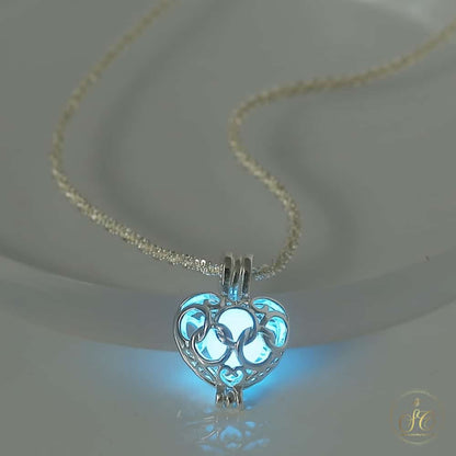 Chic Elegant Heart Shaped Luminous Silver Pendant Necklace - SeoulChic.store