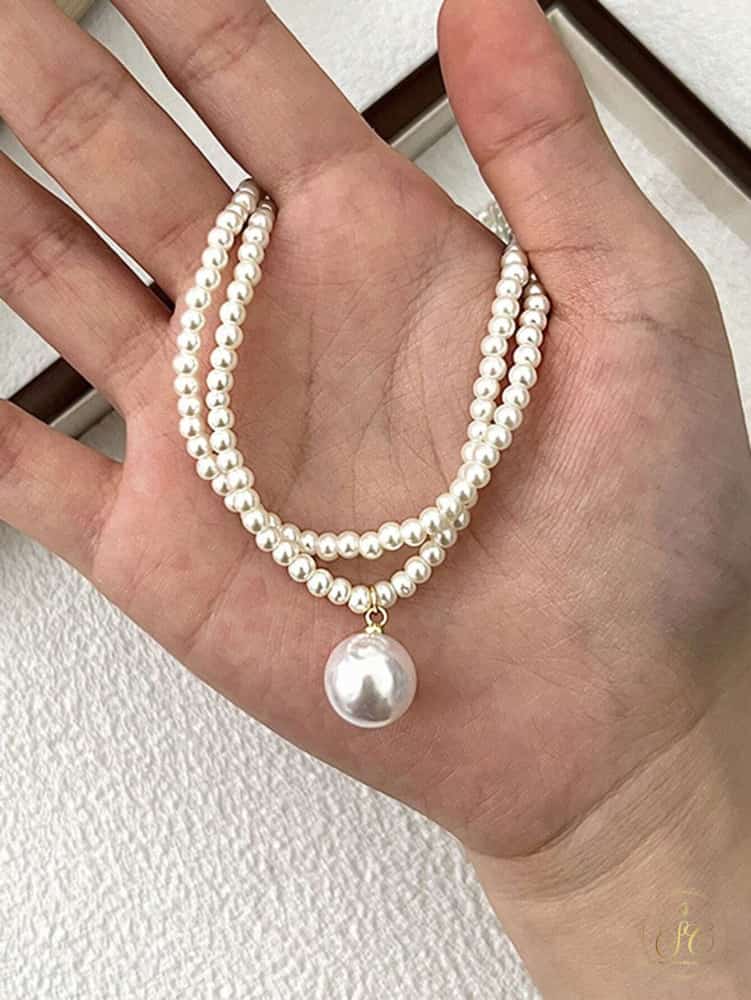 Elegant Vintage Double Layer Faux Pearl Necklace - SeoulChic.store