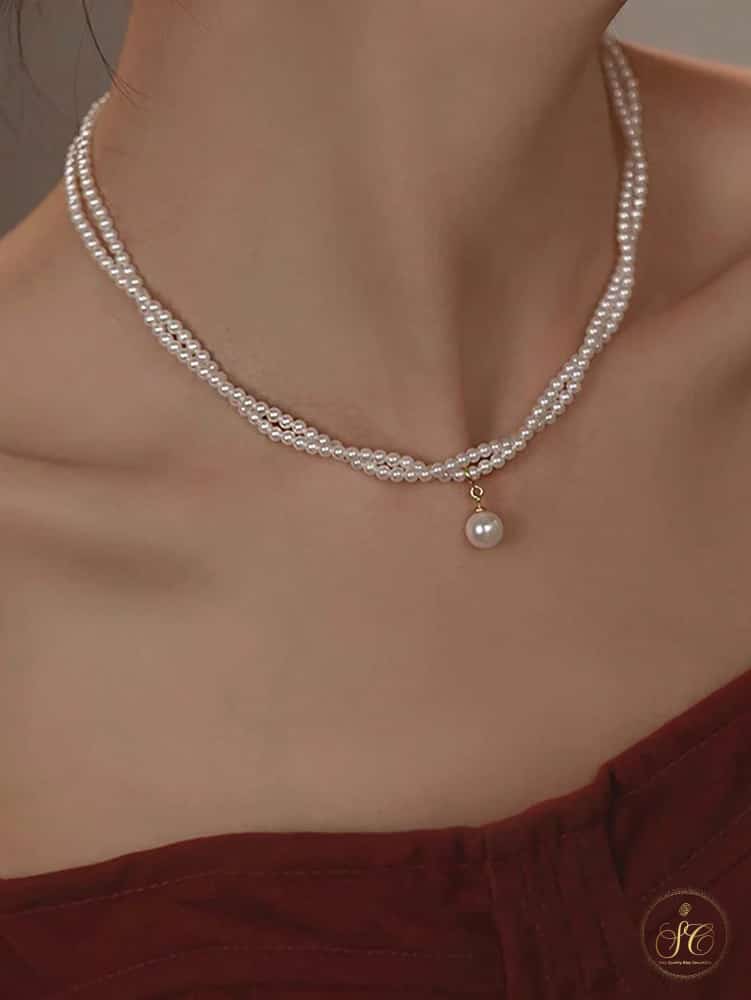Elegant Vintage Double Layer Faux Pearl Necklace - SeoulChic.store