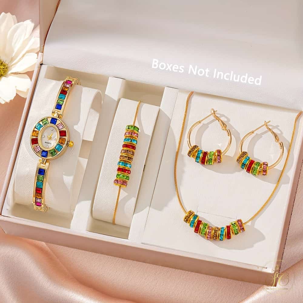 Signature Luxury Rhinestone Jewelry Watch And Bracelet Set - SeoulChic.store