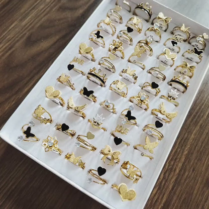 Luxury 10Piece Random Fashion Butterfly Heartshaped Stainless Steel Rings