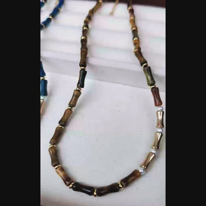 Timeless Natural Blue Stone And Freshwater Node Necklace