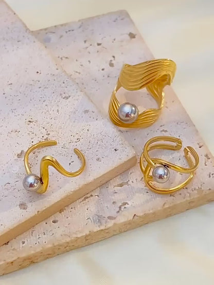 Refined 3Piece Modern Irregular Shape Ring Set