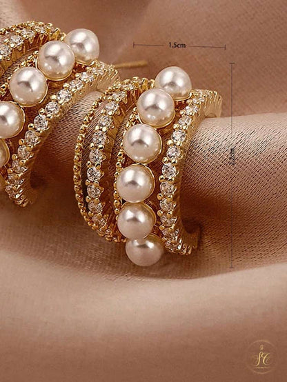 Chic Sparkling Rhinestone And Faux Pearl Earrings - SeoulChic.store