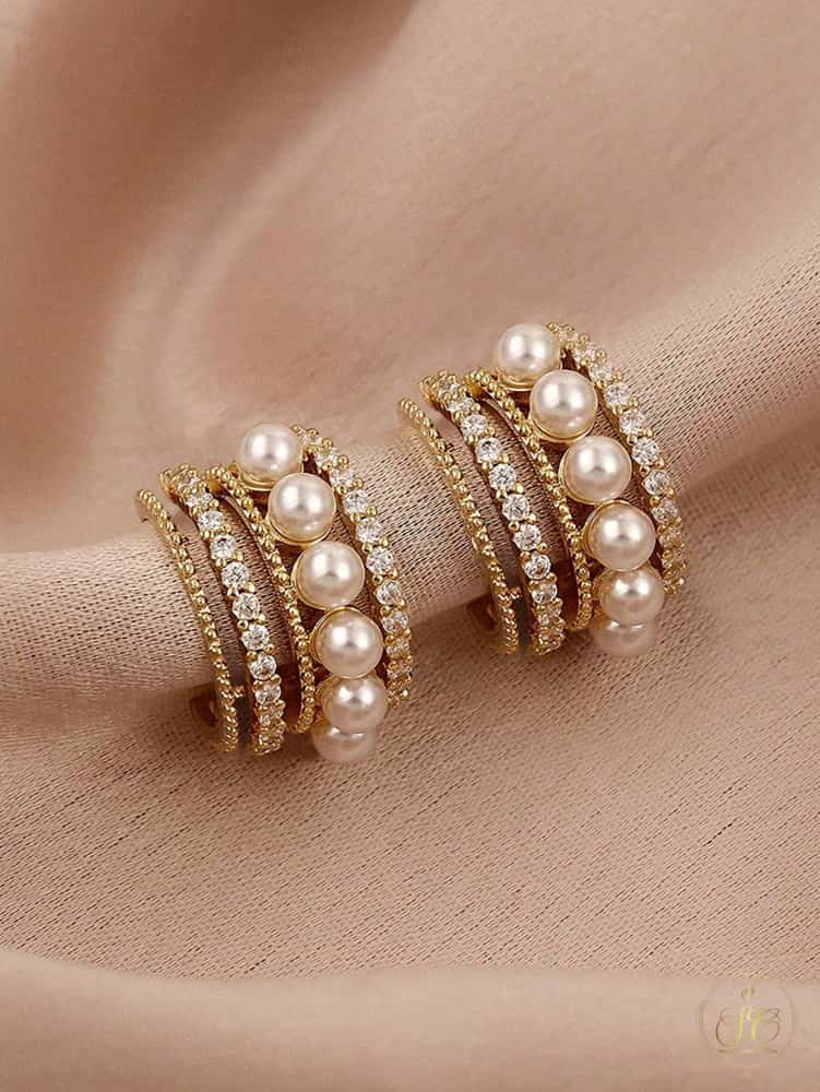Chic Sparkling Rhinestone And Faux Pearl Earrings - SeoulChic.store