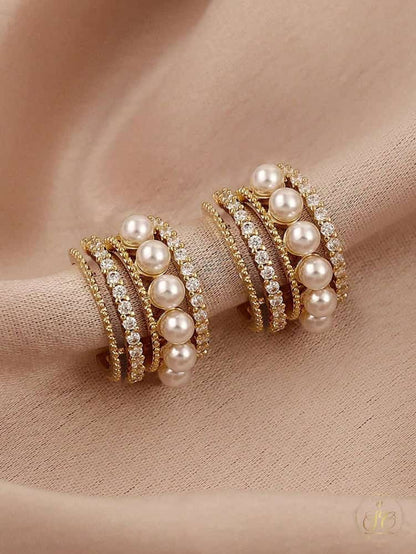 Chic Sparkling Rhinestone And Faux Pearl Earrings - SeoulChic.store