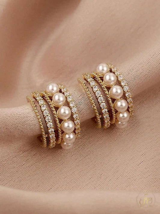 Chic Sparkling Rhinestone And Faux Pearl Earrings - SeoulChic.store