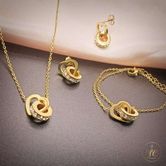 Modern Stylish French Romantic Inlaid Cubic Zirconia Jewelry Set - SeoulChic.store