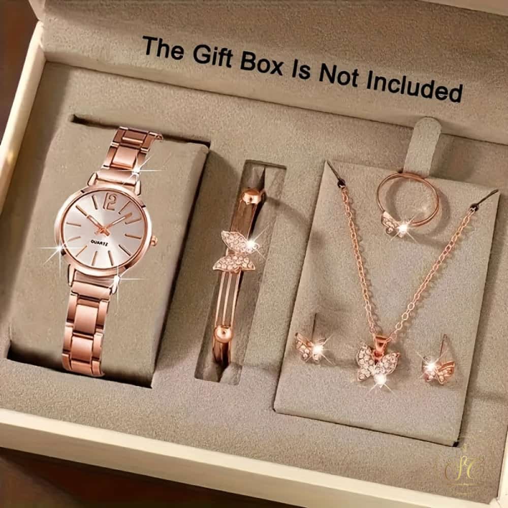 Timeless Stylish Watch And Butterfly Jewelry Set - SeoulChic.store