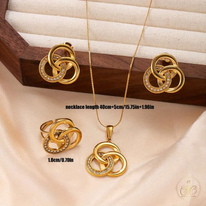 Elegant Vintage Heartshaped Synthetic Rhinestone Stainless Steel Jewelry Set - SeoulChic.store