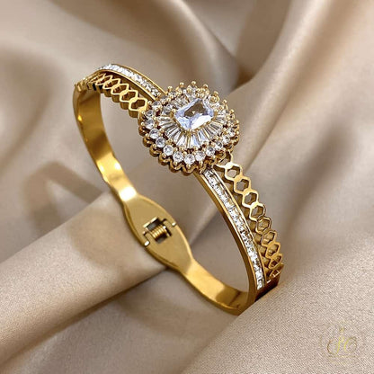 Timeless Vintage Stainless Steel Sparkling Rhinestone Small Square Bracelet - SeoulChic.store