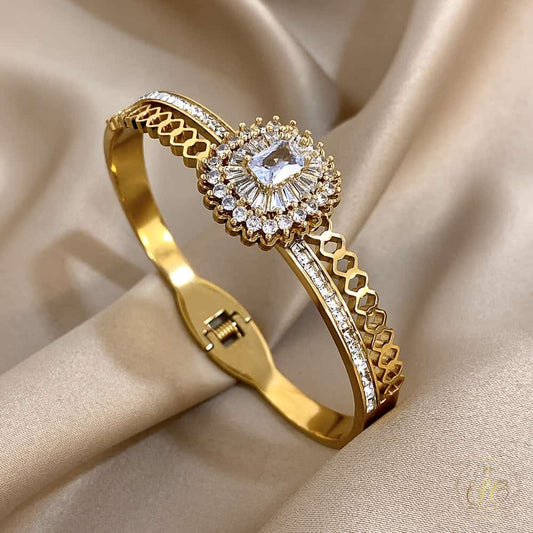 Timeless Vintage Stainless Steel Sparkling Rhinestone Small Square Bracelet - SeoulChic.store